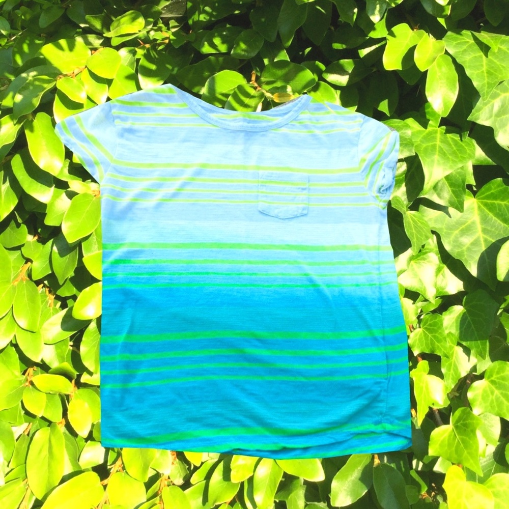 Girls Medium Ombré Blue and Yellow Striped Top